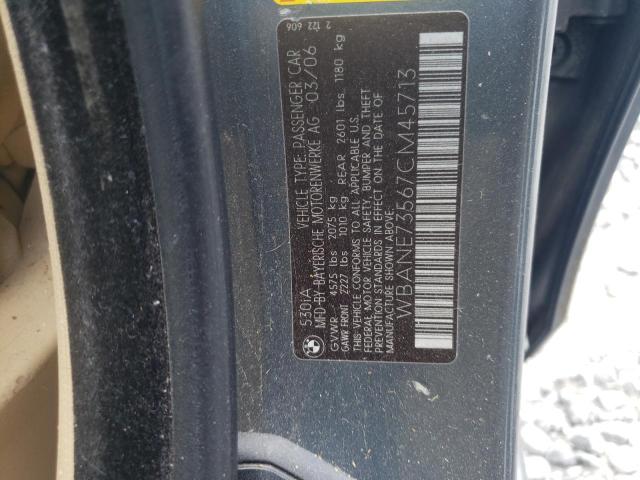 Photo 10 from auction – 2007 BMW 530 I with VIN WBANE73567CM45713