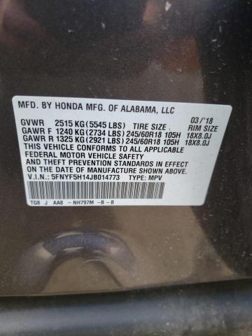 Photo 10 from auction – 2018 HONDA PILOT LX with VIN 5FNYF5H14JB014773