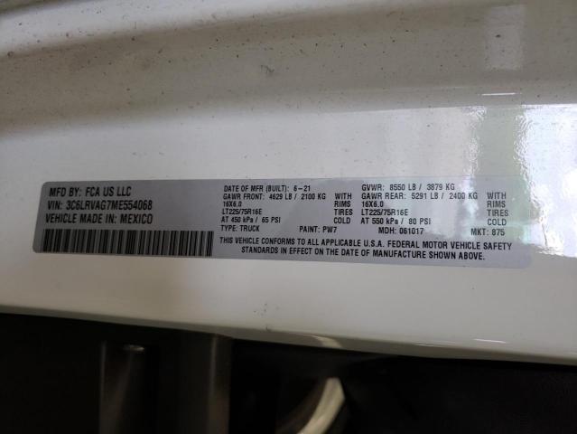 Foto 10 de la subasta – 2021 RAM PROMASTER con VIN 3C6LRVAG7ME554068