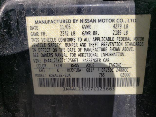 Photo 10 from auction – 2007 NISSAN ALTIMA 2.5 with VIN 1N4AL21E27C125663
