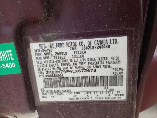Photo 10 from auction – 1990 MERCURY GRAND MARQ with VIN 2MECM74F4LX672673