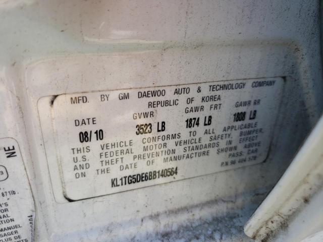 Photo 10 from auction – 2011 CHEVROLET AVEO LT with VIN KL1TG5DE6BB140564