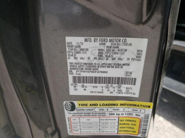 Photo 10 from auction – 2013 FORD F150 SUPER with VIN 1FTFW1EF8DFA78962