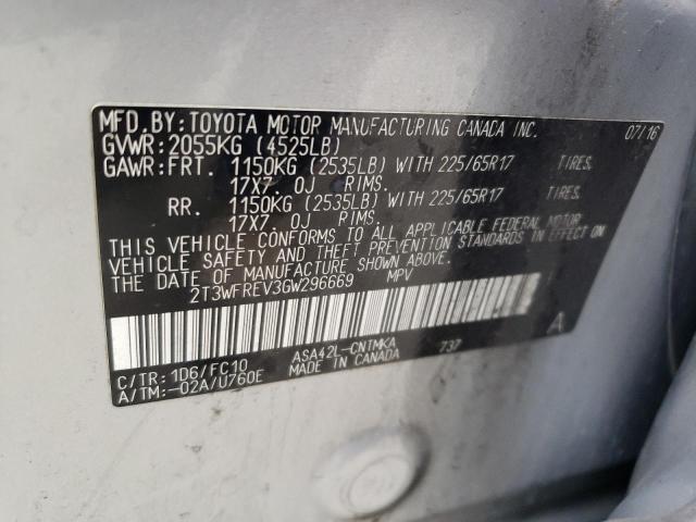 Photo 10 from auction – 2016 TOYOTA RAV4 XLE with VIN 2T3WFREV3GW296669