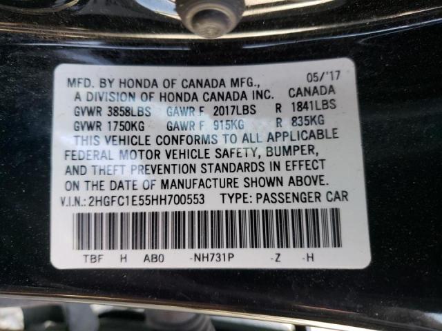 Photo 10 from auction – 2017 HONDA CIVIC SI with VIN 2HGFC1E55HH700553