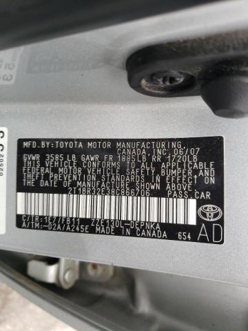 Photo 10 from auction – 2008 TOYOTA COROLLA CE with VIN 2T1BR32E38C866706