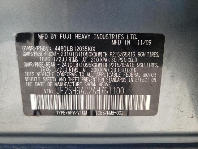 Photo 10 from auction – 2010 SUBARU FORESTER 2 with VIN JF2SH6AC2AH761100