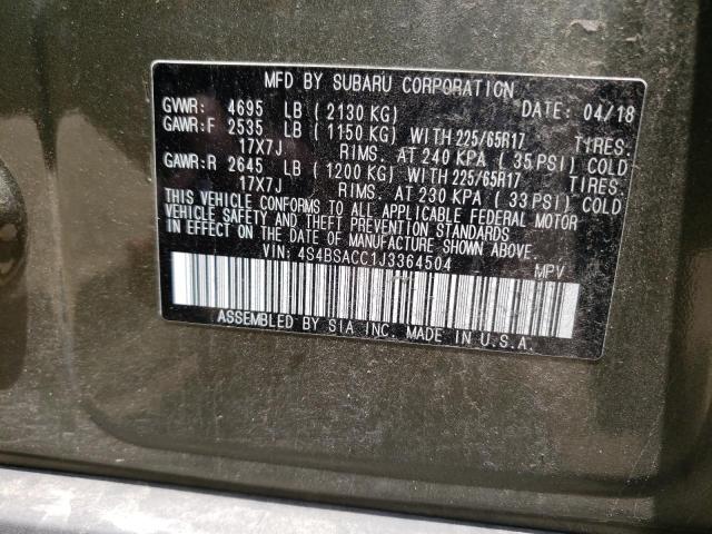 Photo 10 from auction – 2018 SUBARU OUTBACK 2. with VIN 4S4BSACC1J3364504