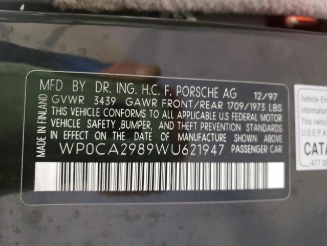 Photo 10 from auction – 1998 PORSCHE BOXSTER with VIN WP0CA2989WU621947