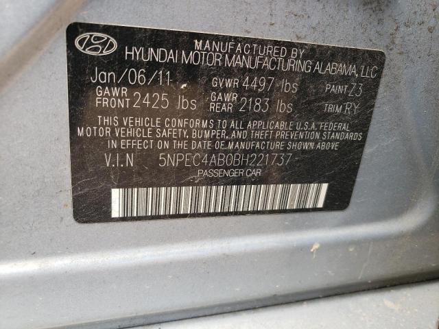Photo 10 from auction – 2011 HYUNDAI SONATA SE with VIN 5NPEC4AB0BH221737
