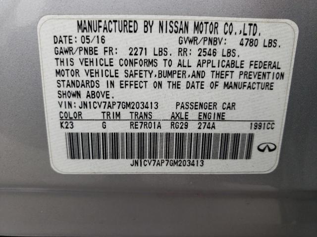 Photo 10 from auction – 2016 INFINITI Q50 BASE with VIN JN1CV7AP7GM203413