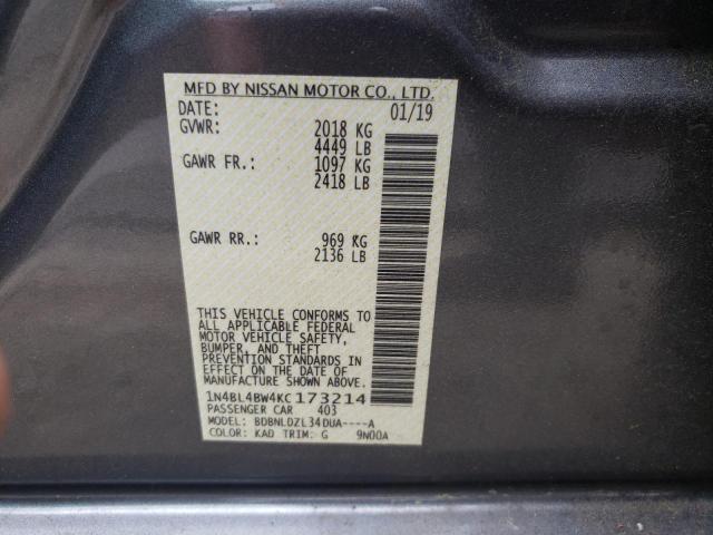 Photo 10 from auction – 2019 NISSAN ALTIMA S with VIN 1N4BL4BW4KC173214
