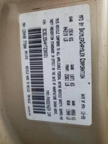 Photo 10 from auction – 2000 CHRYSLER SEBRING JX with VIN 3C3EL55H4YT230331