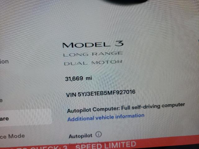 Photo 8 from auction – 2021 TESLA MODEL 3 with VIN 5YJ3E1EB5MF927016