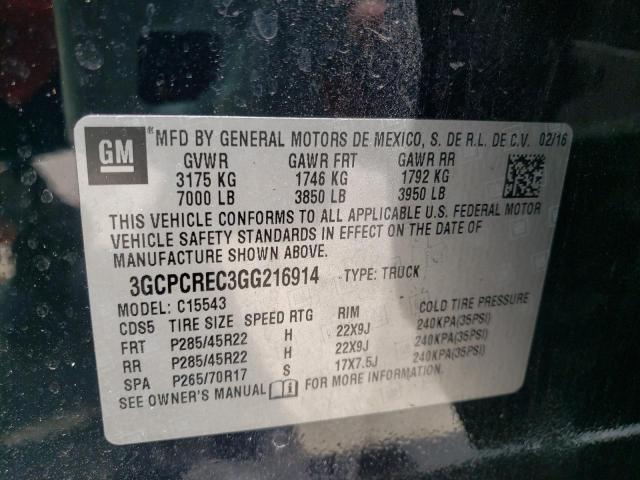 Photo 10 from auction – 2016 CHEVROLET SILVERADO with VIN 3GCPCREC3GG216914