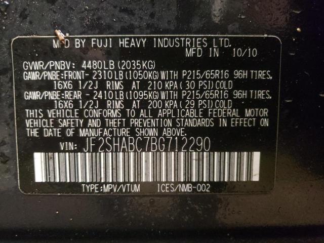 Photo 10 from auction – 2011 SUBARU FORESTER 2 with VIN JF2SHABC7BG712290