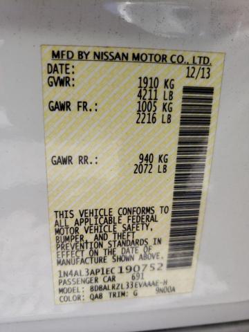 Photo 10 from auction – 2014 NISSAN ALTIMA S with VIN 1N4AL3AP1EC190752