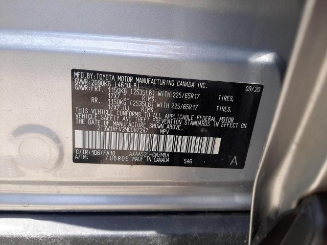 Photo 10 from auction – 2021 TOYOTA RAV4 XLE with VIN 2T3W1RFV3MC087247