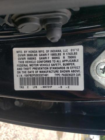 Photo 10 from auction – 2012 HONDA CIVIC LX with VIN 19XFB2F53CE327491
