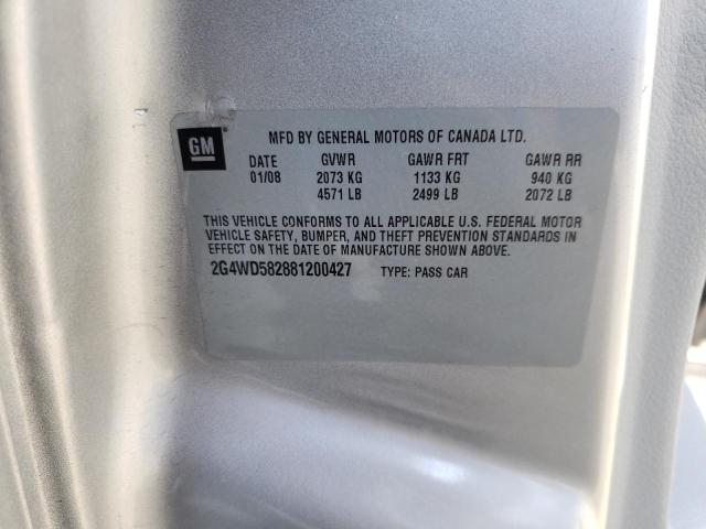 Photo 10 from auction – 2008 BUICK LACROSSE with VIN 2G4WD582881200427