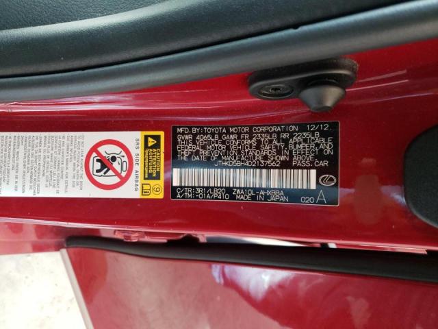 Photo 10 from auction – 2013 LEXUS CT 200 with VIN JTHKD5BH4D2137562
