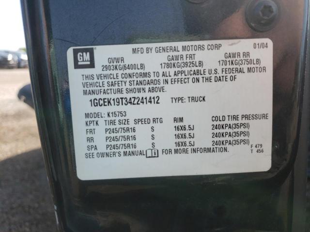 Photo 10 from auction – 2004 CHEVROLET SILVERADO with VIN 1GCEK19T34Z241412
