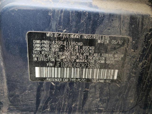 Photo 10 from auction – 2012 SUBARU IMPREZA PR with VIN JF1GPAC64CH238526