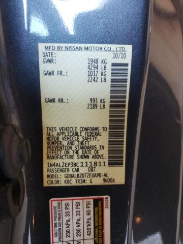 Photo 10 from auction – 2011 NISSAN ALTIMA S with VIN 1N4AL2EP3BC111811