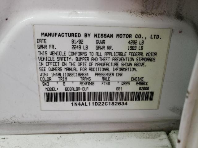 Photo 10 from auction – 2002 NISSAN ALTIMA BAS with VIN 1N4AL11D22C182634