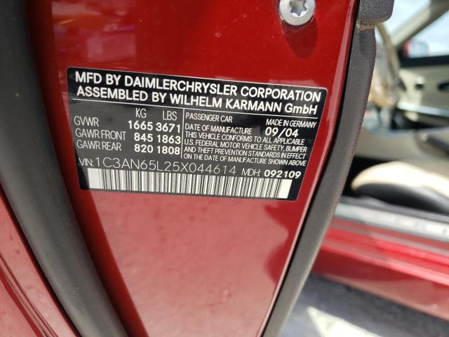 Photo 10 from auction – 2005 CHRYSLER CROSSFIRE with VIN 1C3AN65L25X044614
