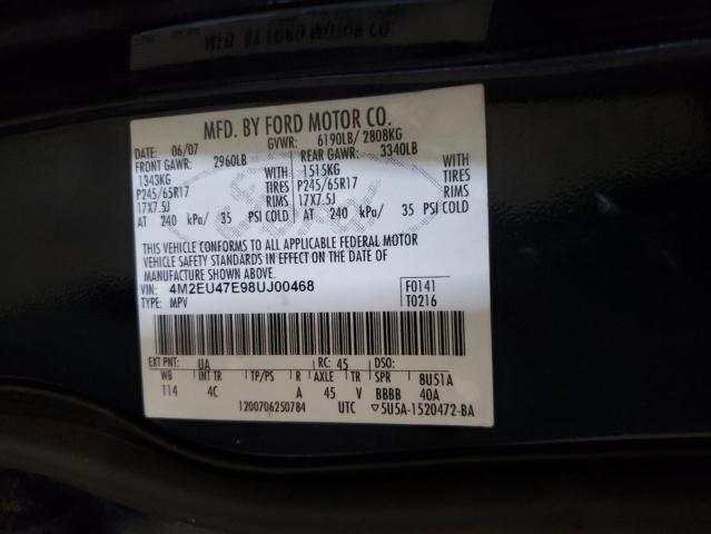 Photo 10 from auction – 2008 MERCURY MOUNTAINEE with VIN 4M2EU47E98UJ00468