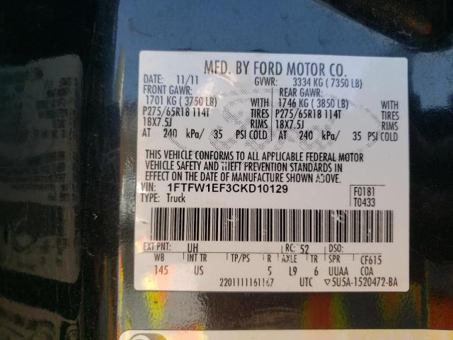 Photo 10 from auction – 2012 FORD F150 SUPER with VIN 1FTFW1EF3CKD10129