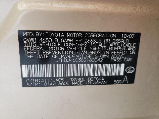 Photo 10 from auction – 2008 LEXUS ES 350 with VIN JTHBJ46G382180042