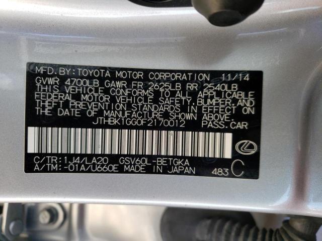 Photo 10 from auction – 2015 LEXUS ES 350 with VIN JTHBK1GG0F2170012