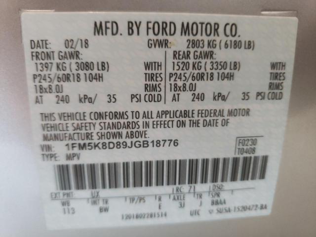 Photo 10 from auction – 2018 FORD EXPLORER X with VIN 1FM5K8D89JGB18776
