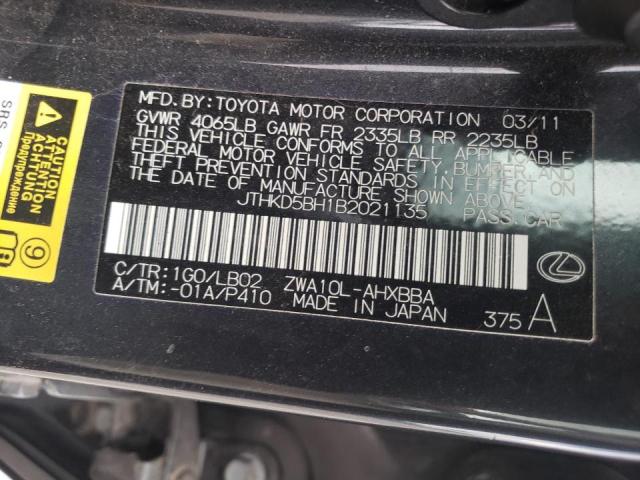 Photo 10 from auction – 2011 LEXUS CT 200 with VIN JTHKD5BH1B2021135