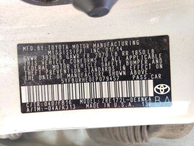 Photo 10 from auction – 2014 TOYOTA COROLLA L with VIN 5YFBURHE0EP079457
