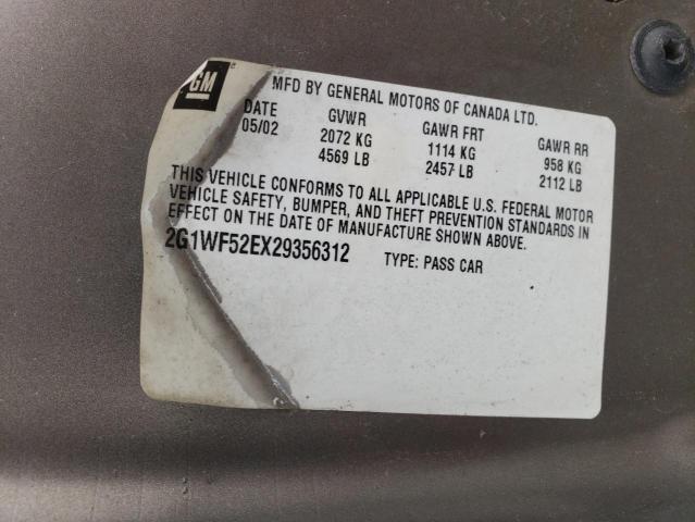 Photo 10 from auction – 2002 CHEVROLET IMPALA with VIN 2G1WF52EX29356312