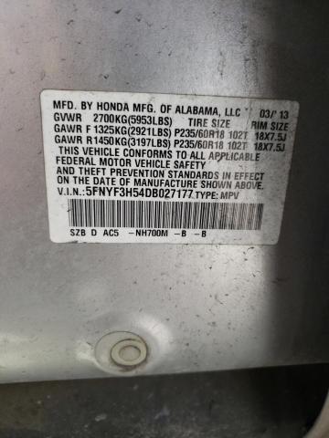 Photo 10 from auction – 2013 HONDA PILOT EXL with VIN 5FNYF3H54DB027177