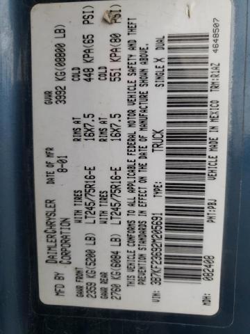Photo 10 from auction – 2002 DODGE RAM 2500 with VIN 3B7KF23692M205691