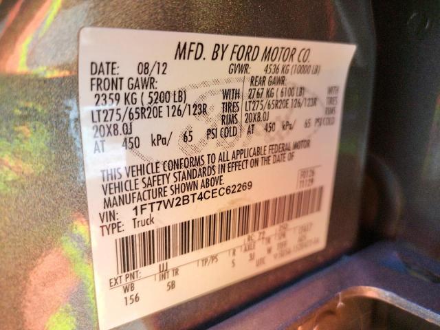 Photo 10 from auction – 2012 FORD F250 SUPER with VIN 1FT7W2BT4CEC62269