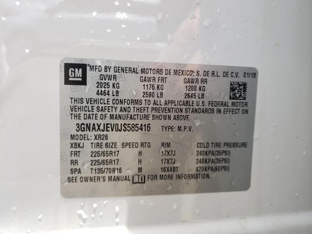 Photo 10 from auction – 2018 CHEVROLET EQUINOX LT with VIN 3GNAXJEV0JS585416