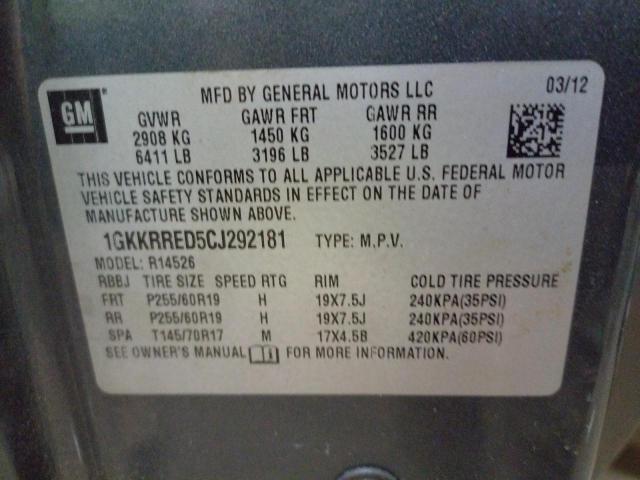 Photo 10 from auction – 2012 GMC ACADIA SLT with VIN 1GKKRRED5CJ292181