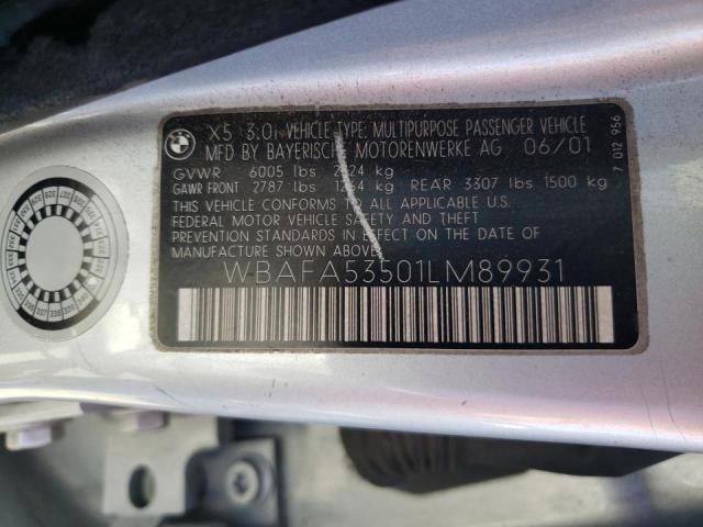 Photo 10 from auction – 2001 BMW X5 3.0I with VIN WBAFA53501LM89931