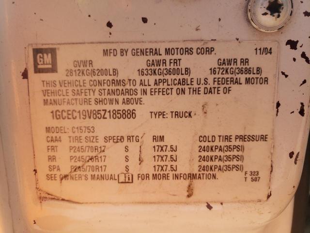 Photo 10 from auction – 2005 CHEVROLET SILVERADO with VIN 1GCEC19V85Z185886