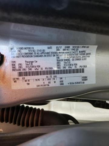 Photo 10 from auction – 2017 FORD FOCUS SE with VIN 1FADP3K22HL290741
