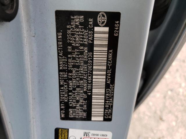 Photo 10 from auction – 2007 TOYOTA CAMRY CE with VIN 4T1BE46K77U659136