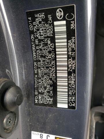 Photo 10 from auction – 2014 TOYOTA PRIUS with VIN JTDKN3DU3E1801743