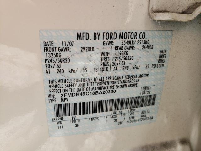 Photo 10 from auction – 2008 FORD EDGE LIMIT with VIN 2FMDK49C18BA20330