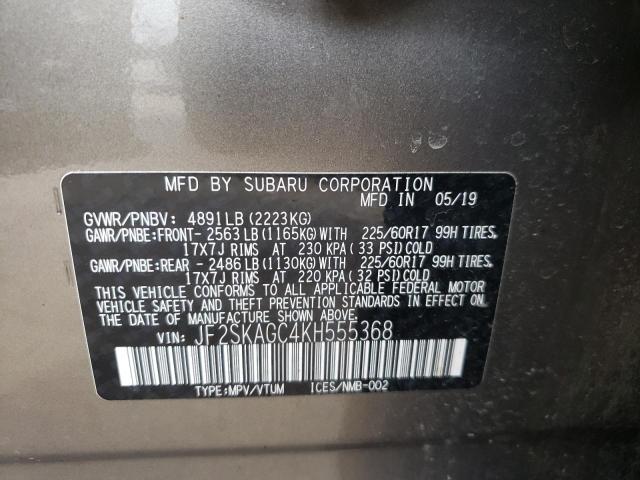 Photo 10 from auction – 2019 SUBARU FORESTER P with VIN JF2SKAGC4KH555368